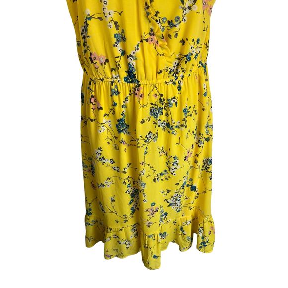 Ann Taylor LOFT Yellow Floral Casual Dress 2 Summer Sleeveless Knee Length - Picture 4 of 10